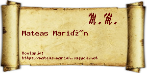 Mateas Marián névjegykártya